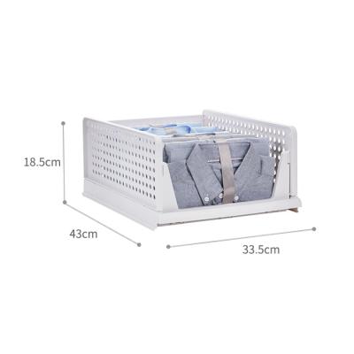 China PP Household Clothes Organizer Foldable Clothing Storage Drawer Plastic Folding Stackable Storage Drawer Organizer for Wardrobe for sale