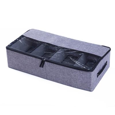 China Washable Multifunctional Transparent Storage Box Folding Fabric Shoe Box Multi Sections Underwear Under Bed Storage Box for sale