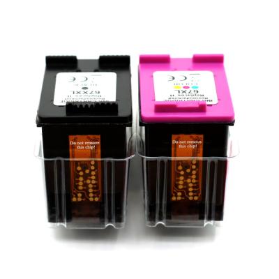 China 67 XL 67XL Remanufactured Remanufactured Inkjet Ink Cartridge With Chip Premium Color For HP DESKJET 1200 2700 Printer for sale