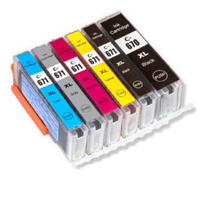 China COMPATIBLE C-670XL C-671XL high quality compatible ink cartridge for Canon PIXMA MG5760/MG5765/MG5766/MG6860/MG6865 for sale