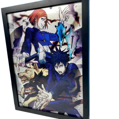 China Eco Friendly Anime Lenticular Decor of Gojo Satoru/Yuji Itadori /Fushiguro Megumi Flip Changing Picture Wall Art Jujutsu Kaisen Anime 3D Poster for sale