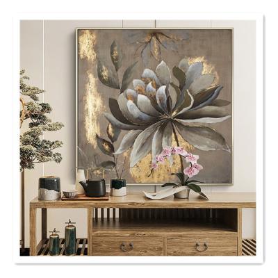 China ArtUnion 100% Hand Painted Abstract Golden Flower Oil Painting On Canvas Decorative Classical Flower Wall Painting for sale