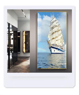 China HD Modern luxury crystal porcelain ship and boat decoration home art abstract painting for sale