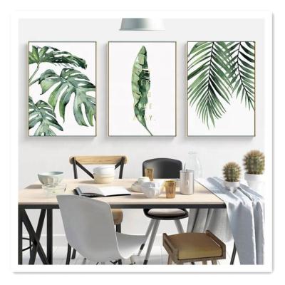 China International Organization for Standardization Canvas Paintings Living Room Decorative Green Plants Grow Leaves Watercolor Art Framed Wall Painting Nordic Floral Prints for sale