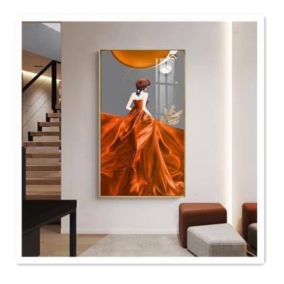 China Nordic Modern Mystic Orange Home Canvas Wall Decor ArtUnion Women Porcelain Wall Printing High Resolution Printing Crystal Painting for sale