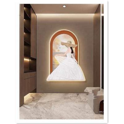 China Nordic ArtUnion WOMEN PORTRAIT Pop Art Led Canvas High Resolution Printing Painting With Light Graffiti Anime Art Wall Art Picture Framed Decor Print for sale