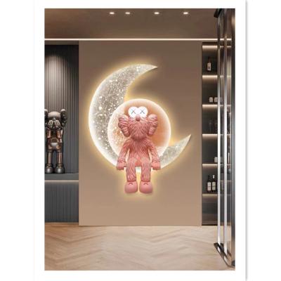 China ArtUnion Cartoon Bear Led Canvas High Resolution Printing Painting With Light HD 3D Wall Art Picture Framed Decor Print for sale