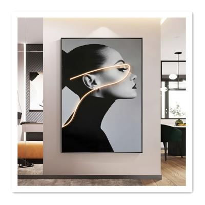 China Waterproof+ECO-Friendly ArtUnion Oil Canvas Wall Art Picture Painting Women Abstract LED Posters and Texture Painting for Living Room for sale