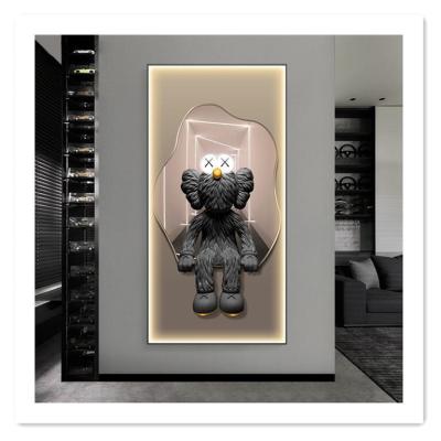 China ArtUnion Pop Bear Pop Art Led Canvas High Resolution Printing Nordic Painting With Light Graffiti Anime Art Wall Art Picture Framed Decor Print for sale