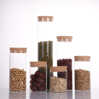 China Factory price stocked vacuum food storage canister coffee jar set glass jars with wooden lids airtight canisters for sale