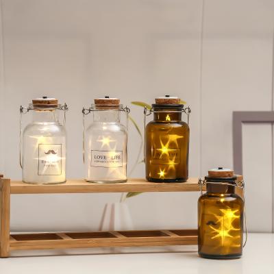 China 2021 Popular Wholesale Custom Home Decoration Night Light Glass Bottle Lamp Jewelry Christmas Decorations Small for sale