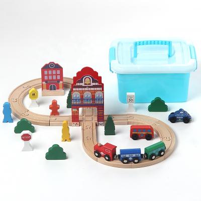 China DIY Funny Toy Kids Wooden 8 Train DIY Track Race Track Railway Car Set Friends Train Toys For Kids Boys Girls for sale