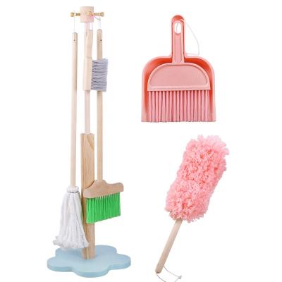 China Funny Simulated Tool Kit Learn To DIY Play Toy Tool Set Kids Pretend Sweeping Wooden Cleaning Set Toy For Children for sale