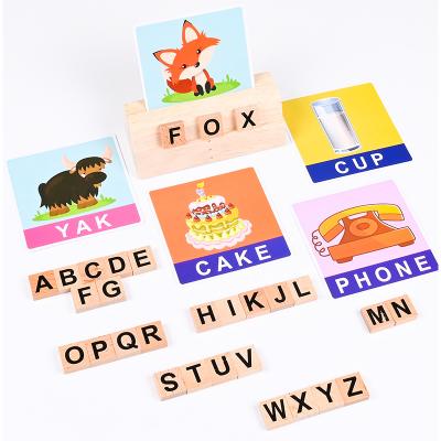 China Words Spell Letter Blocks Educational Wooden Spelling Matching Toy For Family Learning Game Kids Gift for sale