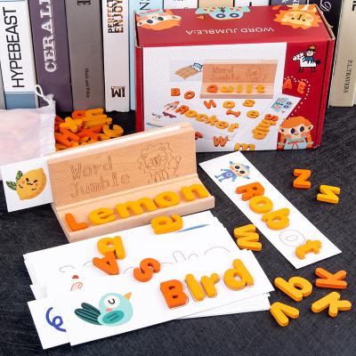 China Hot Selling Beech Wood Amazon Eco-friendly Material Spelling Word Game Learning Wooden Toys Kids Montessori Early Education Toy For Kids Scrable for sale