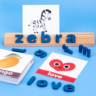 China Hot Selling Beech Wood Amazon Eco-friendly Material Spelling Scrable Game Learning Wooden Toys Kids Montessori Early Education Toy For Children for sale