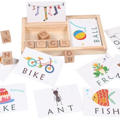 China Hot Selling Amazon Wooden Spelling Eco-friendly Material Word Game Learning Montessori Early Education Toy Kids Wooden Toys For Children Scrable for sale