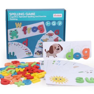 China Eco-friendly Material Word Spelling Toy Games 26 English Alphabet Letters Wooden Learning Toy For Children Preschool Teaching Aids Early Learning Aids for sale