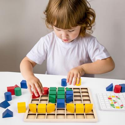 China Cartoon Toy Creative Blocks Puzzle Games Kids Wooden Educational Toys For Children Study for sale