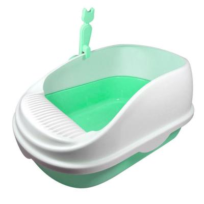 China Practical Sandbox Splatter Proof Space Pet Cat Toilet Green Green Trash Can Large Thickened Sustainable Semi Enclosed Basin for sale