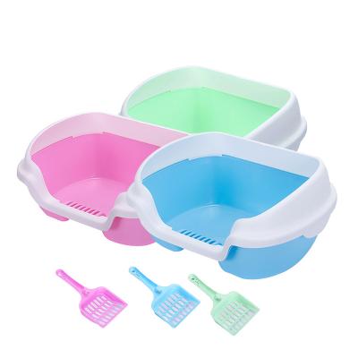 China Partially Enclosed Practical Stylish Cat Toilet Small Splatter Proof Sandbox Bin Basin Livable Practical Large Space Pet Cat Toilet for sale