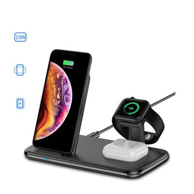 China Qi LED Indicator 4 in 1 Fast Charger Stand Multi Smart Watch Phone Charging Station Phone Wireless Charger for sale