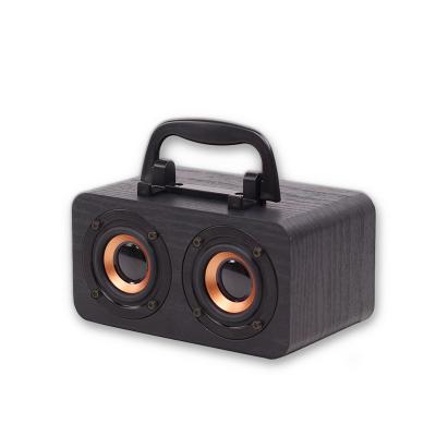 China Mini Wireless Outdoor Mini Bt Tws Wooden Table Speaker Custom Tiny Cute Portable Wooden GIF Wooden Speaker With Bass for sale