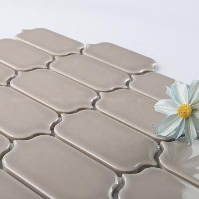 China Wear-resisitant OEM Accept Wholesale Glazed Porcelain Arabesque Mosaic Lantern Tile Gray For Kitchen Backsplash Wall Bathroom Shower for sale