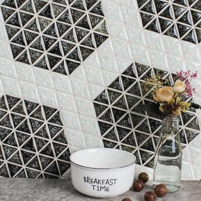 China 2019 New Product Triangle Pattern Handmade Heavy Ice Crackle Wear Resistant Mesh Backed Ceramic Tiles Mosaic for sale