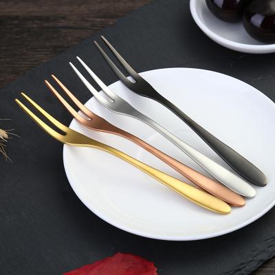 China Wholesale Disposable Reusable Dessert Cake Fork Silver Gold Rose Gold Fruit Black Fork Stainless Steel for sale