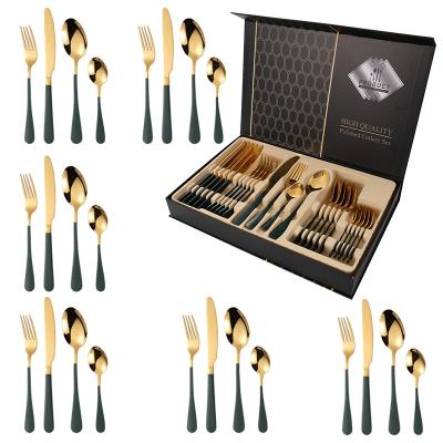 China Disposable 1010 Western Steak Knife, Fork And Spoon 24 Piece Gift Box Set Manufacturers Directly Supplied Stainless Steel Tableware for sale