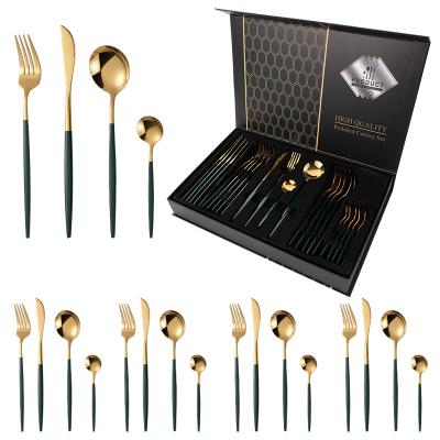 China Disposable Stainless Steel Tableware 24 Sets Portuguese Knife, Fork and Spoon Gift Box Set Border Wholesale for sale