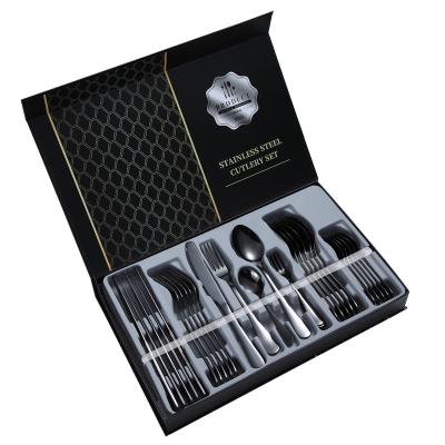 China Wholesale 30 PCS Disposable Custom Black Cutlery Box Set Luxury Party Cutlery Set Stainless Steel for sale