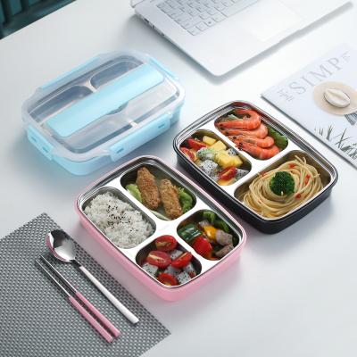 China Heatable Food Container Lunch Box Set 3 Compartment Leak Bag PP Lunch Bento Box for sale