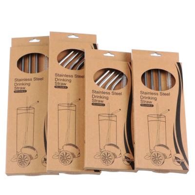 China Reusable Straw Set Stainless Steel Metal Drinking Straws Approved Environmentally Friendly Reusable Brown Box Straws for sale