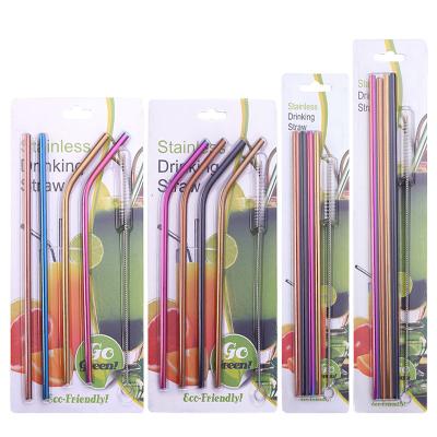 China Environmental Reusable Stainless Steel Straw Sleeve Blister Card Packaging /215*6mm(20oz)Environment Friendly and Reusable Metal Straw for sale