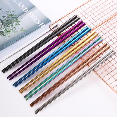 China Custom Chinese Chopsticks 23cm Wholesale Reusable Disposable 304 Chopsticks Set Gift Stainless Steel for sale