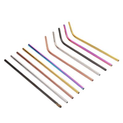 China Reusable 18 8 Stainless Steel 304 Metal Straw Silicone Tip Rose Gold Straight Indentation Stainless Steel Cutlery Custom Lo for sale