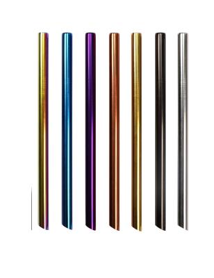 China Beverage Stainless Steel Milk Tea Straw 12mm Metal Boba Straw Wide Stainless Steel Tableware 8mm Large Straw Volume for sale