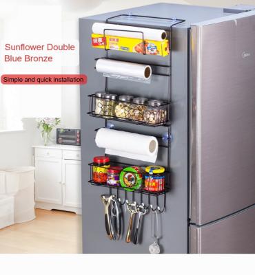 China Viable Multifunctional Wrought Iron Suction Cup Refrigerator Side Wall Rack for sale