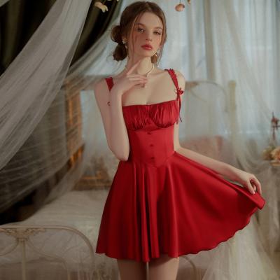 China QUICK DRY sexy nightgown girl club wear 2023 new arrival ladies sling suspender pajamas lingeries sets soft silk sleepwear for women for sale