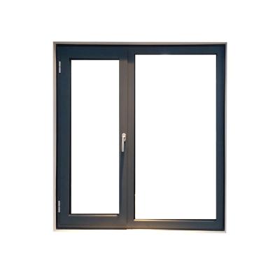 China Folding Screen Window Winder Steel Frame Black Aluminum Casement Window With Tint Glass for sale