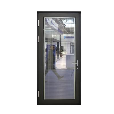 China Modern Single Leaf Office Aluminum Swing Door For Office With Canopy Inside Glass for sale