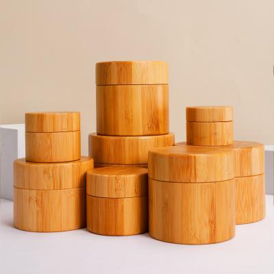 China Hot Selling Eco-friendly High Quality Bamboo Cosmetic Factory Empty Packaging Skin Care Cream Empty Custom Bamboo Jars Wholesale for sale