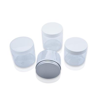 China Wholesale 500g 1000g Food Aluminum Lid Candy Cookie Packaging Jar 8oz Empty Clear Plastic Jars With Lids for sale