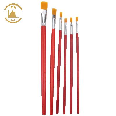 China Factory Direct Nylon Bristle Wood Handle Flat Head Aluminum Tube Oil Paint Brush for sale