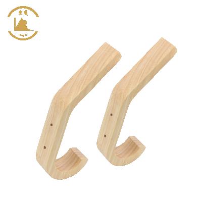 China Viable Factory Direct Natural Wooden Wall Coat Hooks Clothes Hangers Rubber Single Wall Mounted Hat Rack Hanger Organizer Wooden Hooks for sale