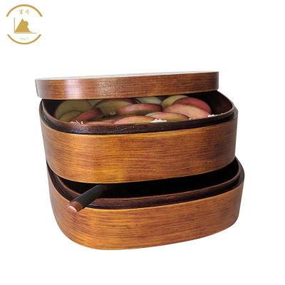 China Sustainable Selected Alibaba Bento Boxes Wooden Lunch Box Handmade Natural Wooden Sushi Box for sale