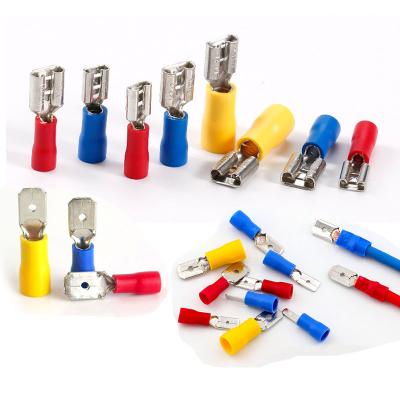 China Gathering male female brass fdd1.25 - red color factory supplies spade terminal crimp electrical PVC wires insulation wires connector 187 for sale