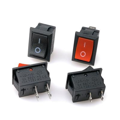 China SPST Mini Boat Power Switch AC 250V 6A / 125V 10A 2 Pin Nylon Black 15*21 Rocker Switch ON/OFF for sale